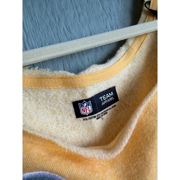 Green Bay Packers Colorblock Slouchy Oversized Crewneck, Off Shoulder, LG - Picture 5 of 6
